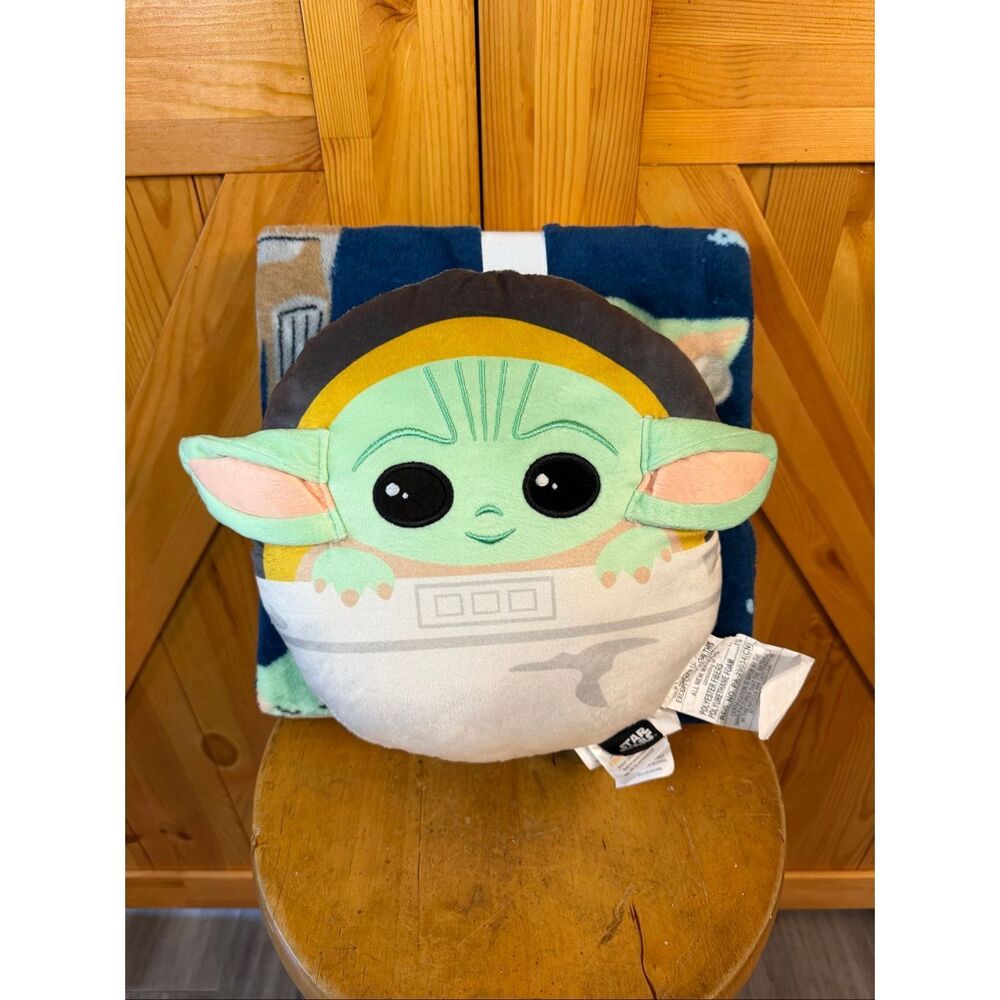 Star Wars Mandalorian Child Kid Yoda Grogu Nogginz Pillow Blanket Set 60 X 80” (